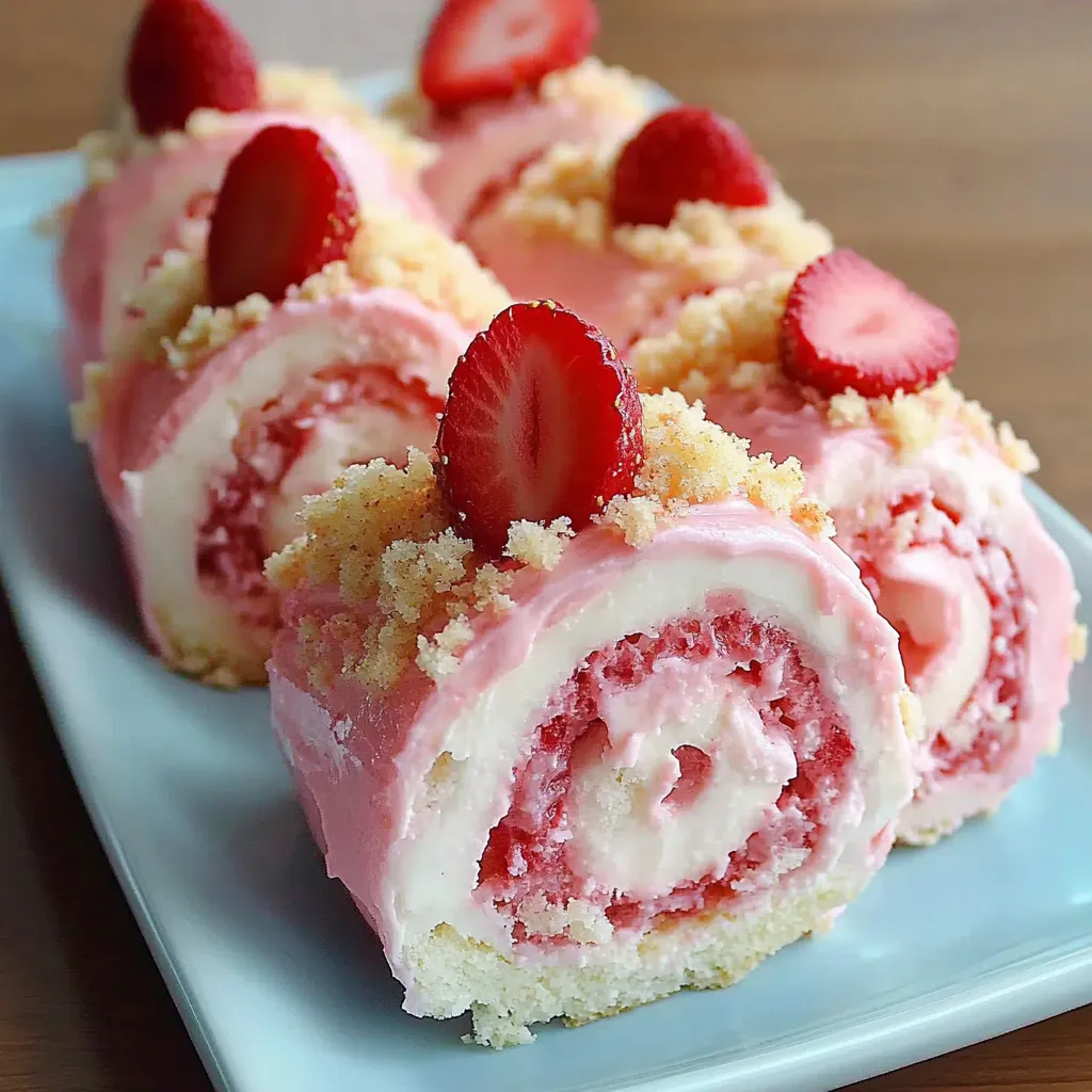 Délicieux roulés cheesecake fraises