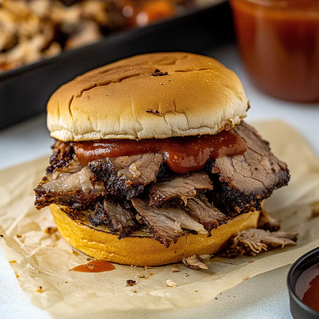 Sandwich Brisket BBQ Délicieux