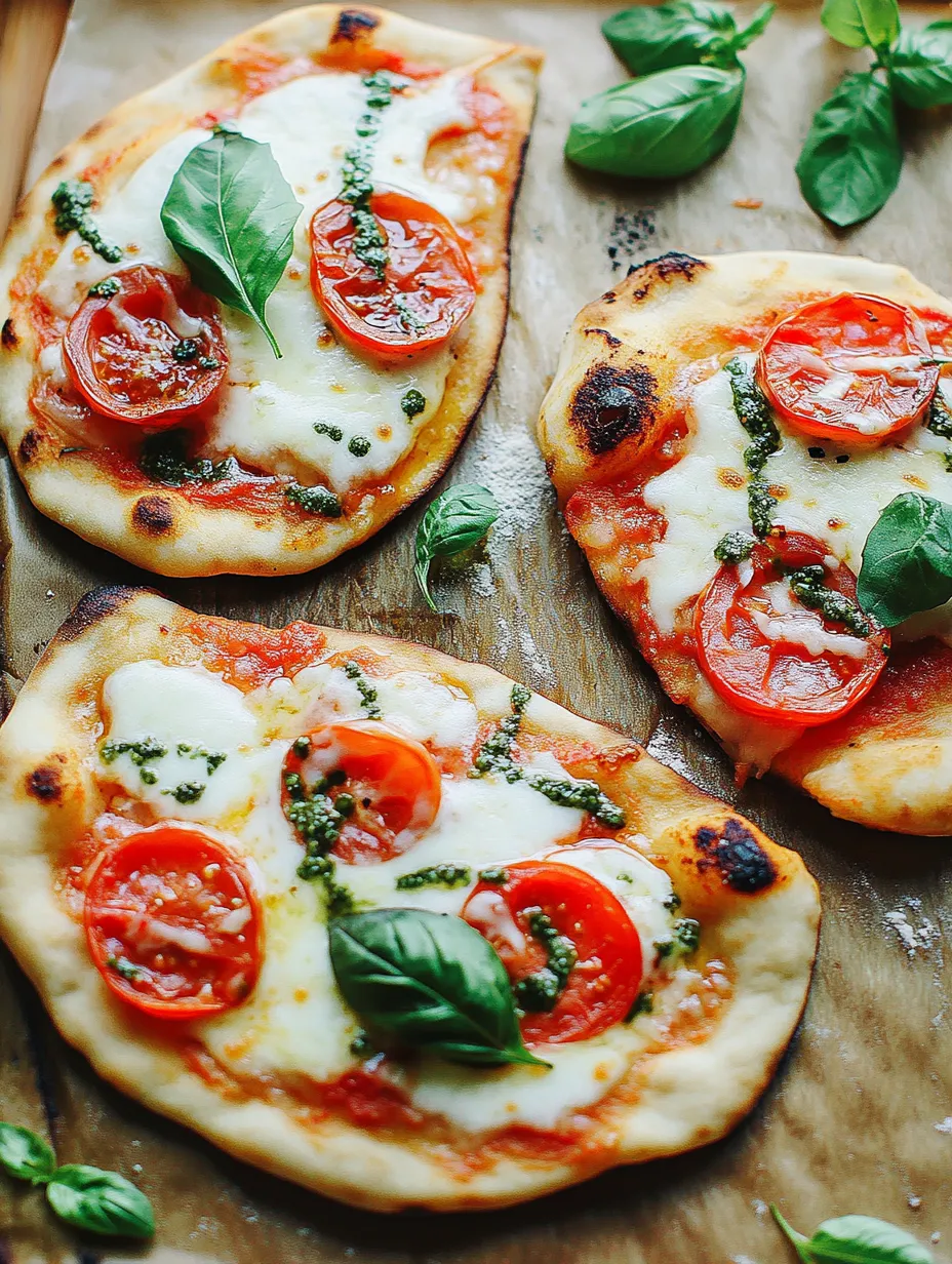 Pizzas naan façon Caprese