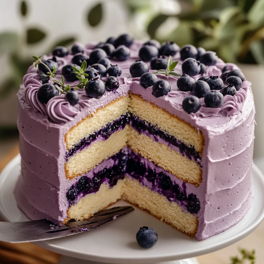 Zoom sur le gâteau chiffon aux myrtilles