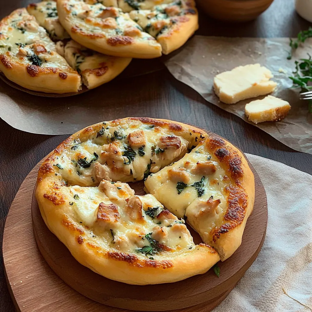 Délicieuses pizzas Alfredo poulet