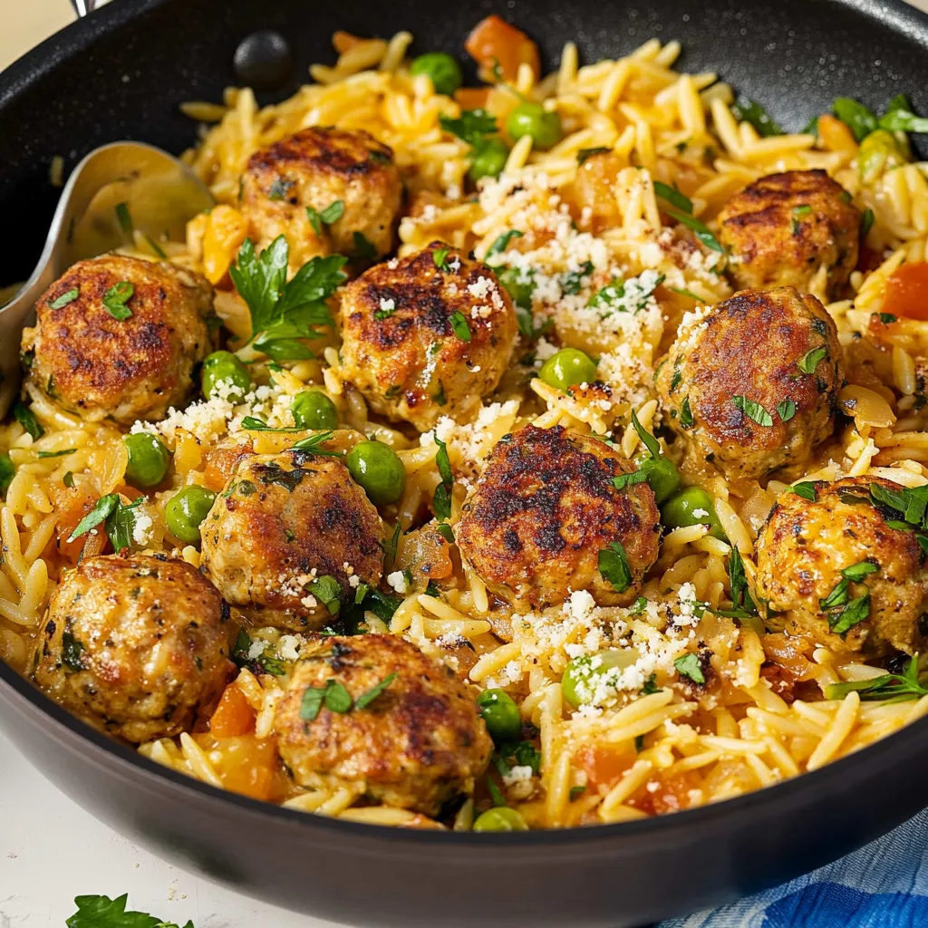 Boulettes de poulet et orzo méditerranéennes