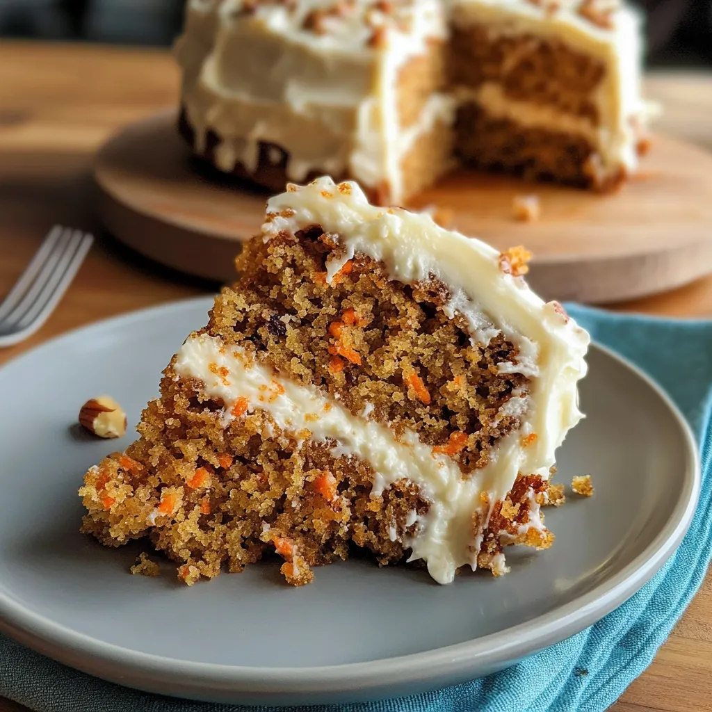 Gros plan du gâteau aux carottes de Bobby Flay