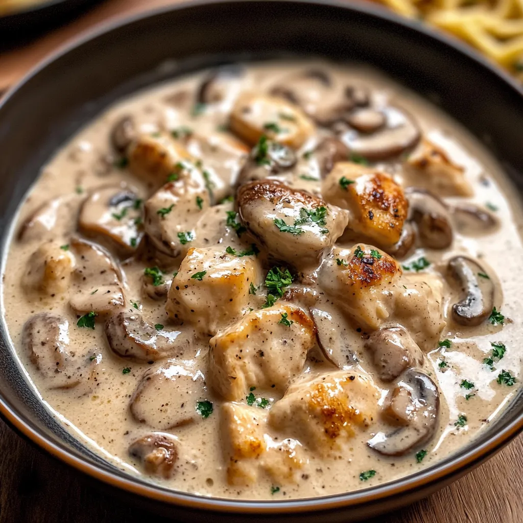 Stroganoff Poulet Champignon Gros Plan