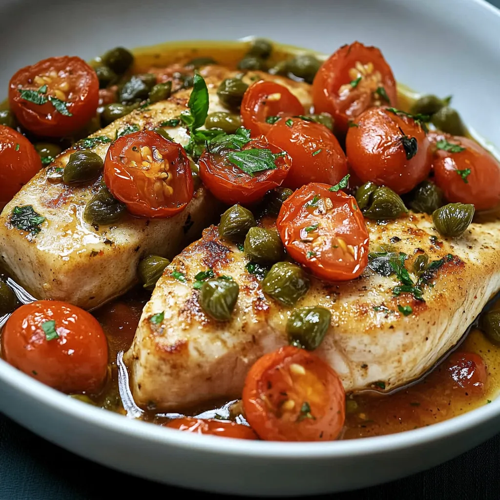 Espadon Poêlé Facile avec Tomates Cerises et Câpres