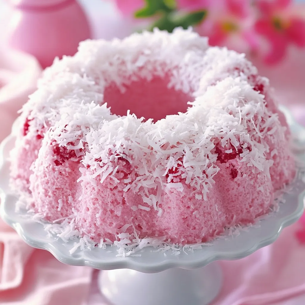 Zoom sur gâteau tourbillon framboise coco