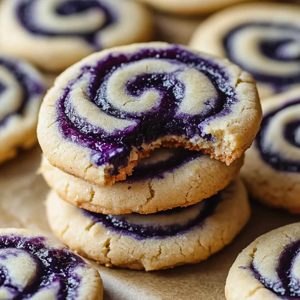 Zoom sur biscuit marbré myrtille fromage frais
