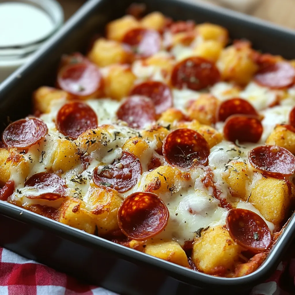 Plat gratiné pommes noisettes façon pizza