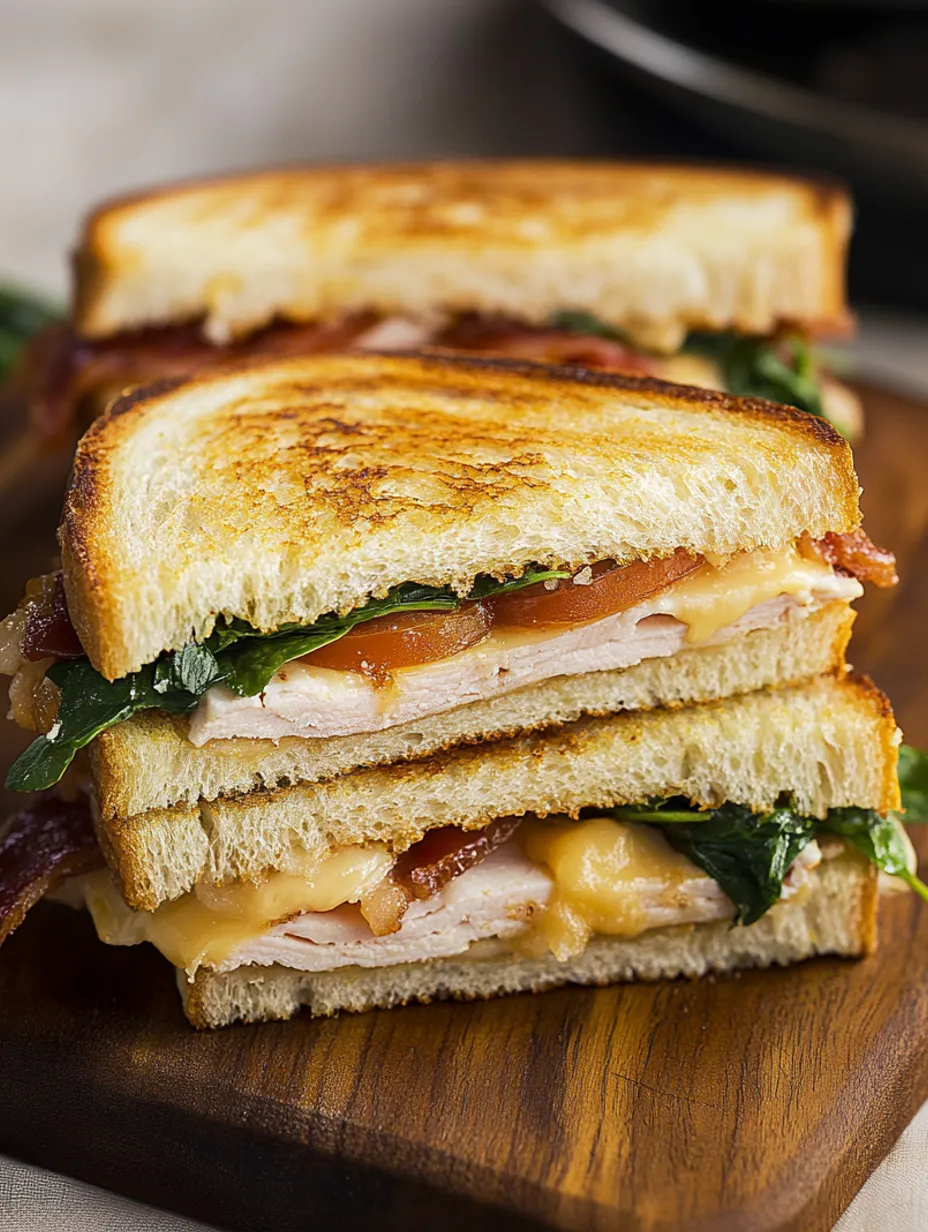 Croque dinde, cheddar, épinards et bacon