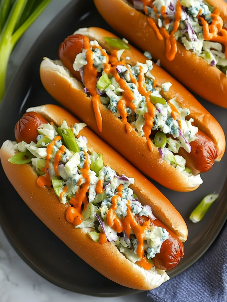 Hot dogs Buffalo relevés et coleslaw au bleu