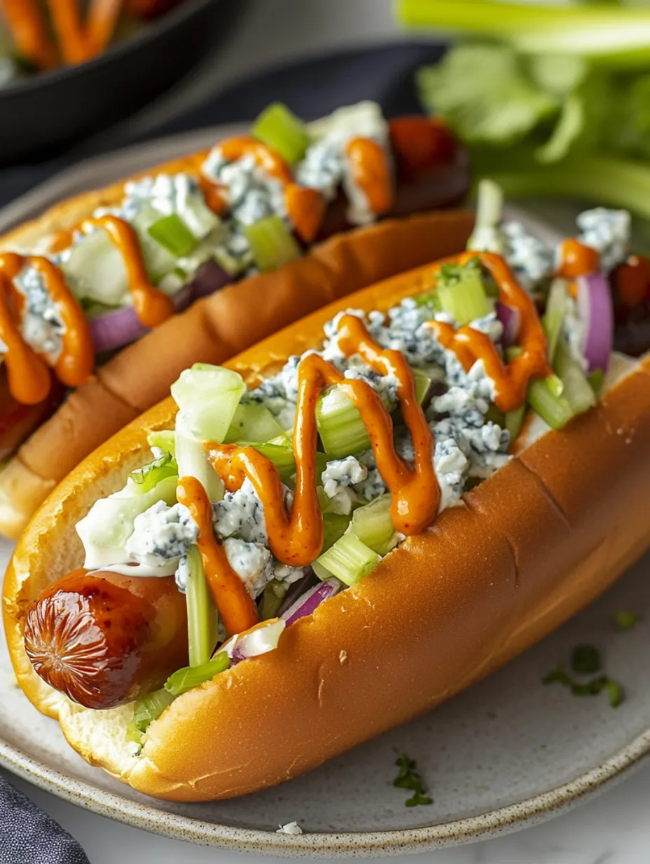 Hot dogs Buffalo faciles et coleslaw au bleu