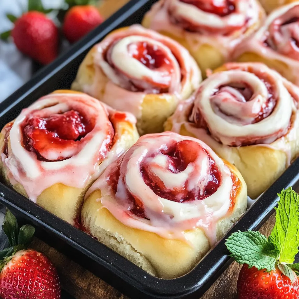 Gros plan roulés fraise fromage frais cannelle