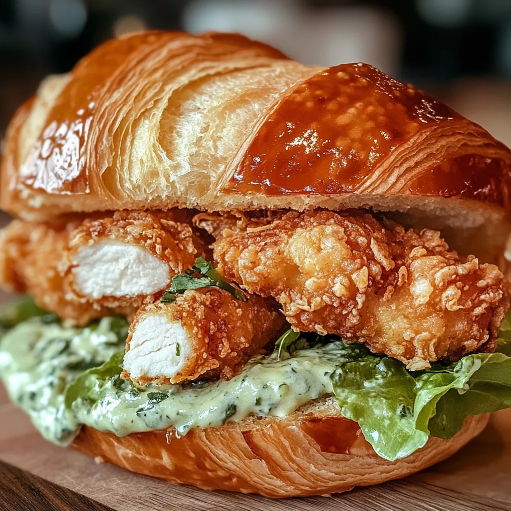 Sandwich croissant poulet César facile
