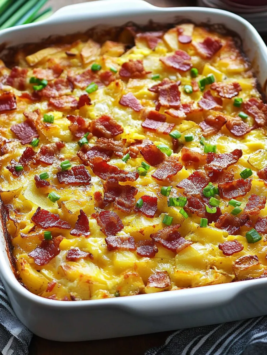 Délicieuse casserole au bacon, pommes de terre et œufs
