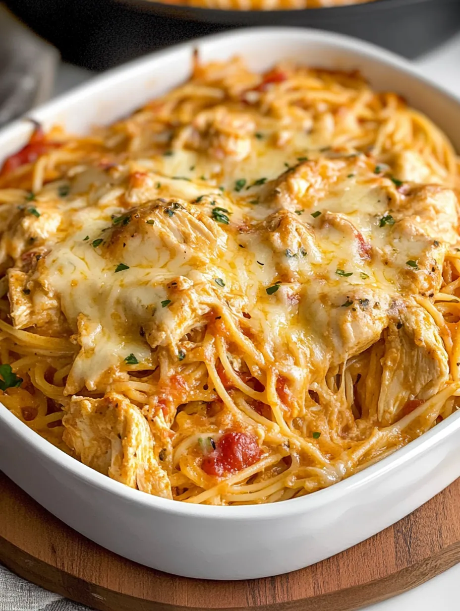 Spaghetti au poulet et fromage avec Rotel