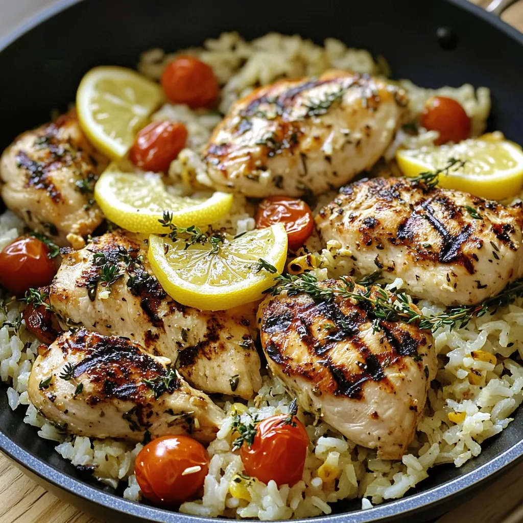 Poulet savoureux avec riz citronné