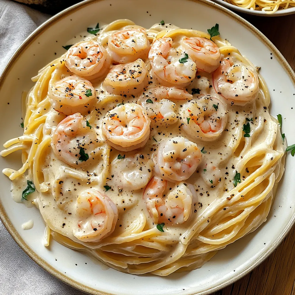 Pâtes Crémeuses aux Crevettes et à l'Ail
