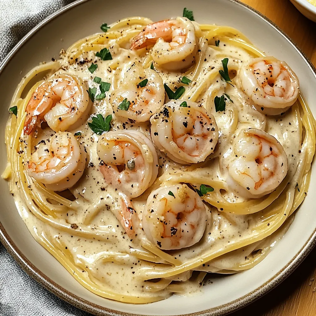 Pâtes Faciles et Crémeuses aux Crevettes à l'Ail