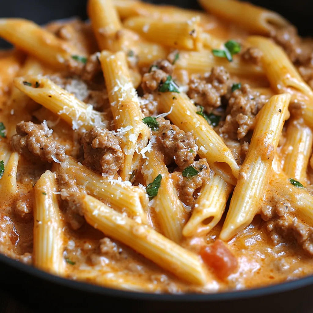 Pâtes au Bœuf à la Sauce Tomate Crémeuse en Une Casserole