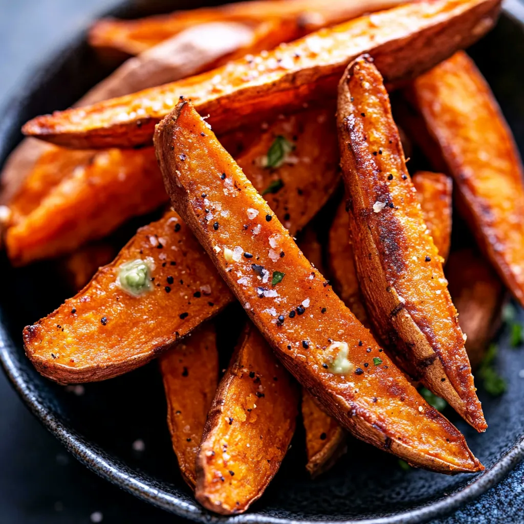 Frites croustillantes de patates douces avec sauce avocat ail
